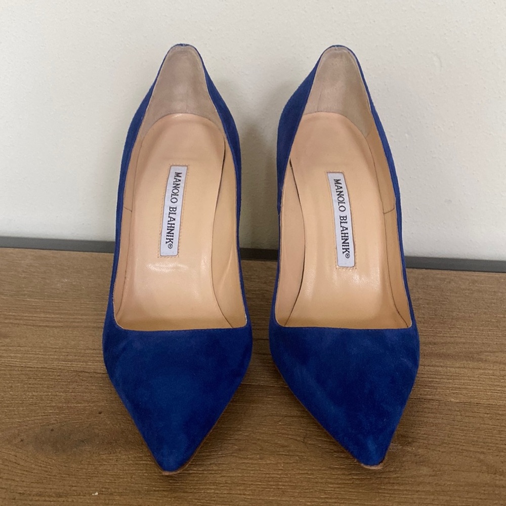 4 inch heel, blue, Manila Blahnik,